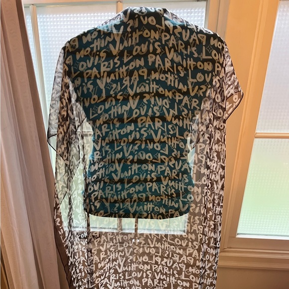 Louis Vuitton Monogram Shawl/Scarf. 100% Silk. Graffiti. 70” by 29”